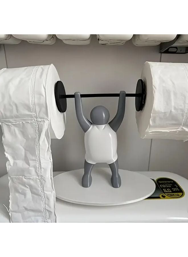 Grey Weight Sensitive Toilet Paper Holder No Drill Installation Durable Plastic Bathroom Storage - Image 3